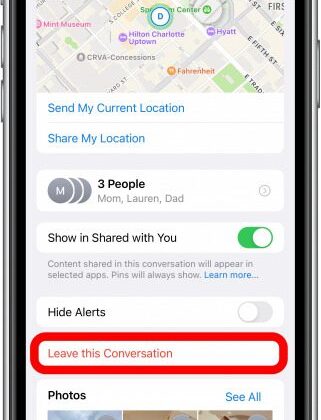 iPhone Leave A Group Text Conversation iOS 16